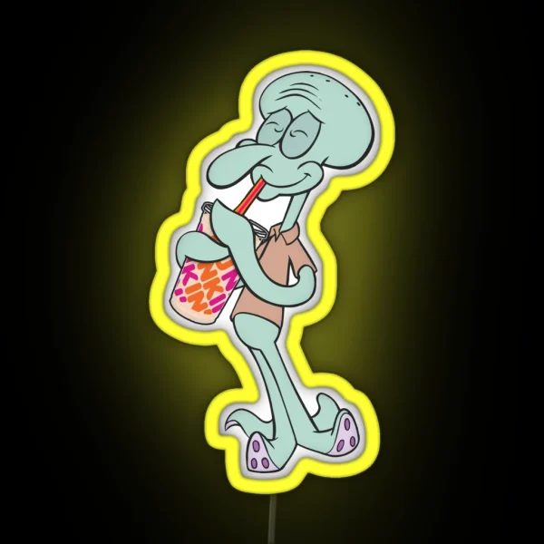 Squidward Iced Dunkin RGB Neon Sign