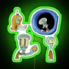 Squidward's enthusiastic face displayed on a green RGB neon sign