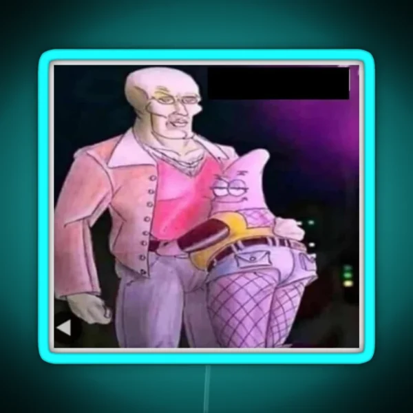 Squidward Patrick Fanart Meme RGB Neon Sign