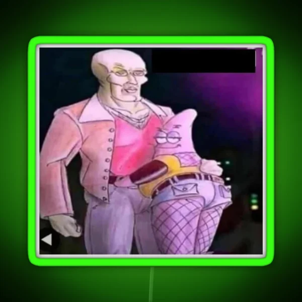 Squidward Patrick Fanart Meme RGB Neon Sign