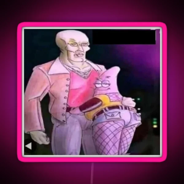 Squidward Patrick Fanart Meme RGB Neon Sign