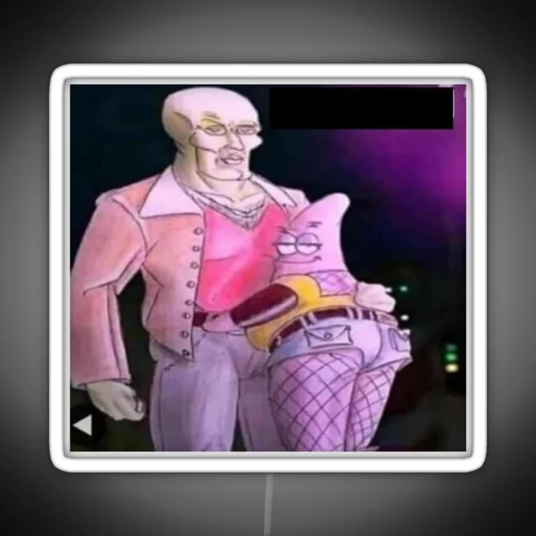 Squidward Patrick Fanart Meme RGB Neon Sign