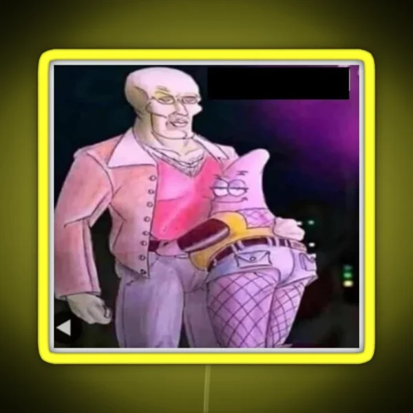 Squidward Patrick Fanart Meme RGB Neon Sign
