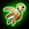 Neon sign featuring Squirt from Finding Nemo in RGB colors.