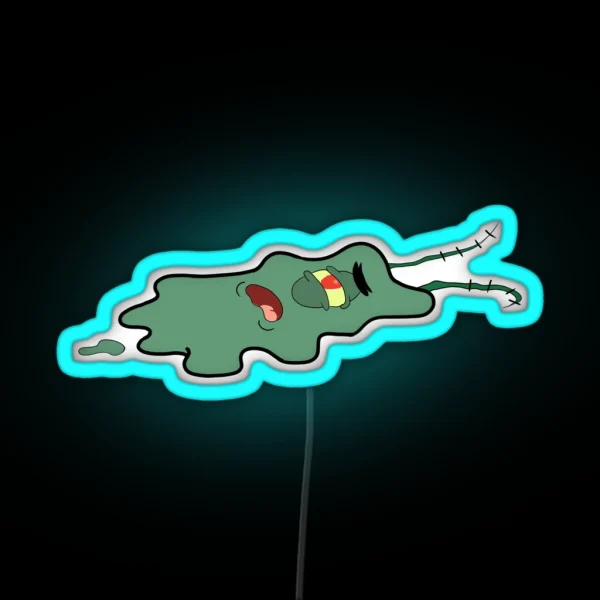 Squished Plankton Hydro Flask Spongebob Vsco Water RGB Neon Sign