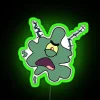 Neon sign featuring a squished, cartoonish Plankton character in green, inspired by Bikini Bottom's nightlife.