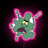Neon sign with squished plankton in pink hue.
