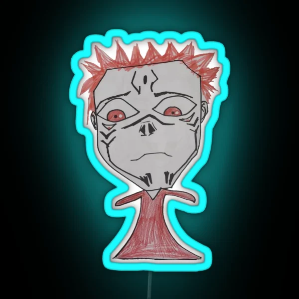 Ssukuna Jujutsu Red Dress On Sad Curse RGB Neon Sign