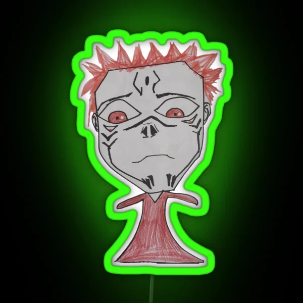 Ssukuna Jujutsu Red Dress On Sad Curse RGB Neon Sign