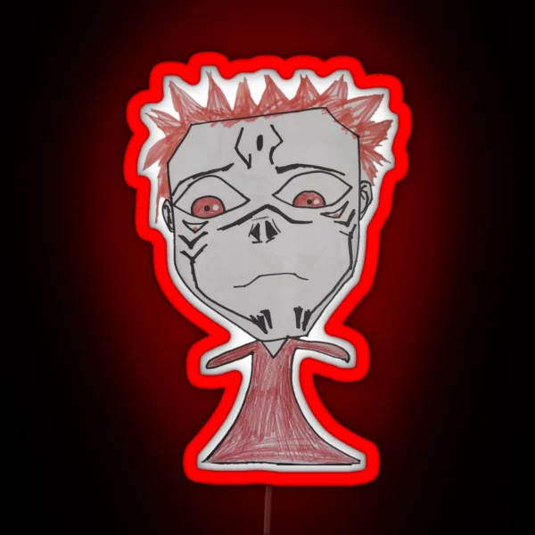 Ssukuna Jujutsu Red Dress On Sad Curse RGB Neon Sign