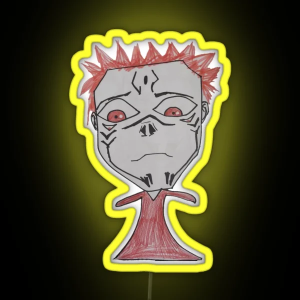 Ssukuna Jujutsu Red Dress On Sad Curse RGB Neon Sign