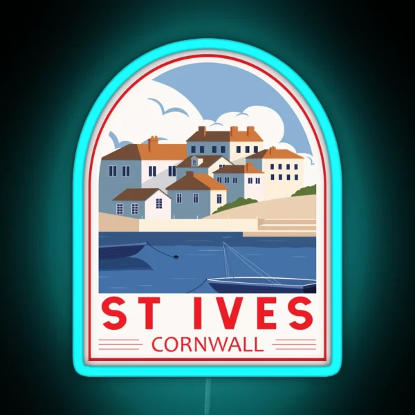 St Ives Cornwall England Retro Emblem RGB Neon Sign