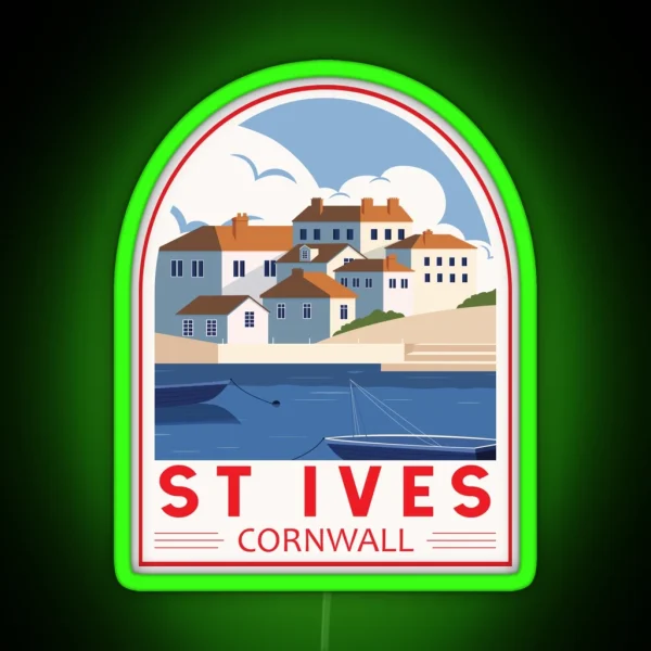 St Ives Cornwall England Retro Emblem RGB Neon Sign