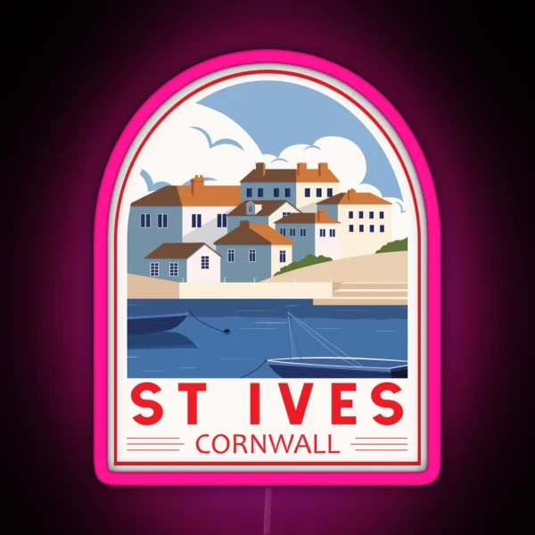 St Ives Cornwall England Retro Emblem RGB Neon Sign