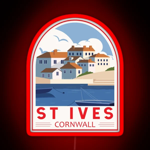 St Ives Cornwall England Retro Emblem RGB Neon Sign