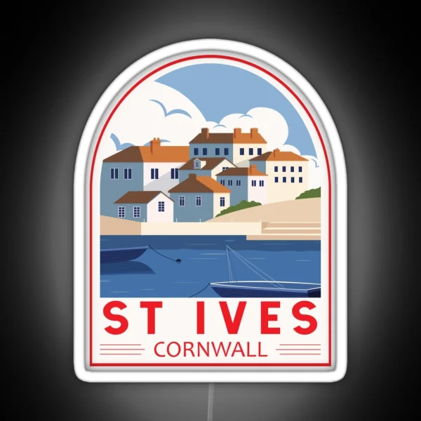 St Ives Cornwall England Retro Emblem RGB Neon Sign