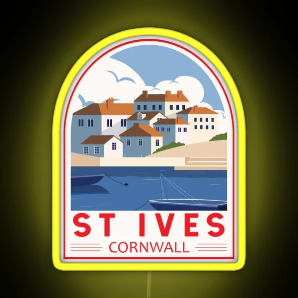 St Ives Cornwall England Retro Emblem RGB Neon Sign