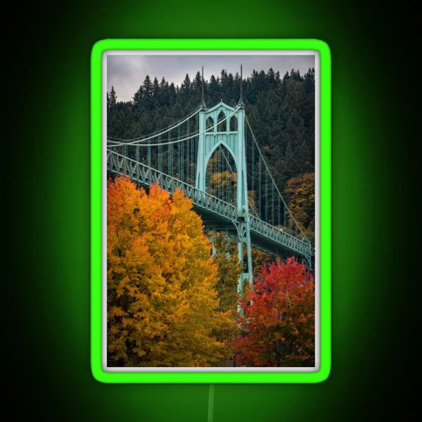 St Johns Bridge In Autumn RGB Neon Sign