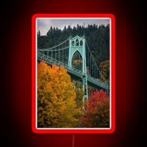 St Johns Bridge In Autumn RGB Neon Sign