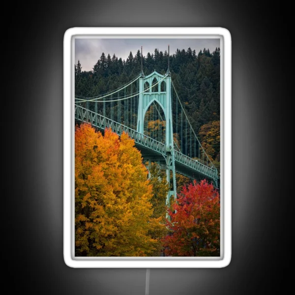 St Johns Bridge In Autumn RGB Neon Sign