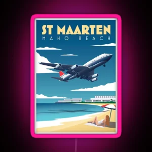 St Maarten Maho Beach Aviation RGB Neon Sign