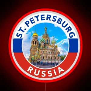 St Petersburg Russia Round Emblem RGB Neon Sign