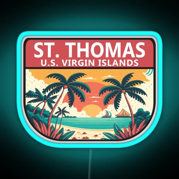 St Thomas U S Virgin Islands Retro Emblem RGB Neon Sign