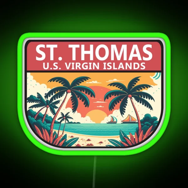St Thomas U S Virgin Islands Retro Emblem RGB Neon Sign