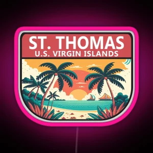 St Thomas U S Virgin Islands Retro Emblem RGB Neon Sign