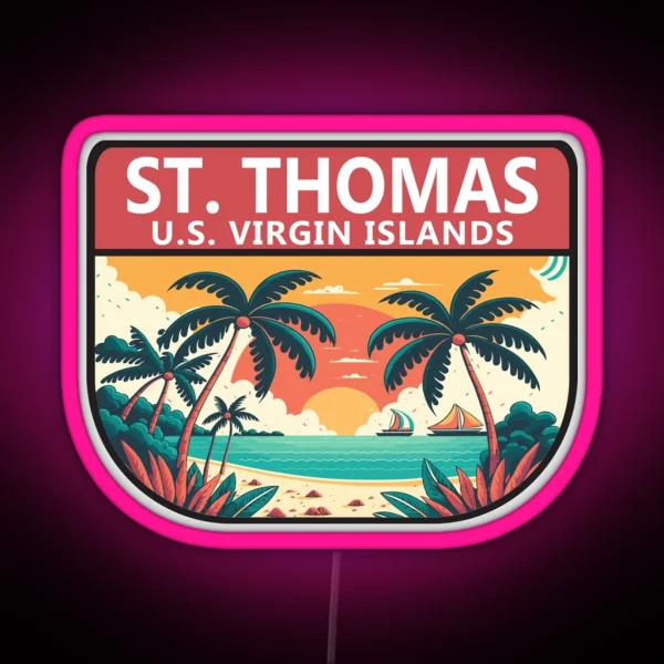 St Thomas U S Virgin Islands Retro Emblem RGB Neon Sign