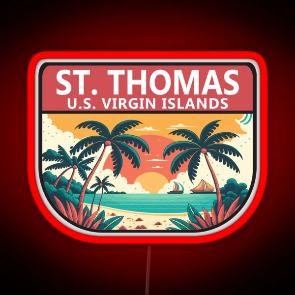 St Thomas U S Virgin Islands Retro Emblem RGB Neon Sign