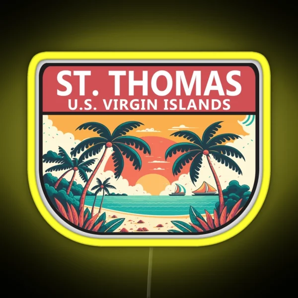 St Thomas U S Virgin Islands Retro Emblem RGB Neon Sign