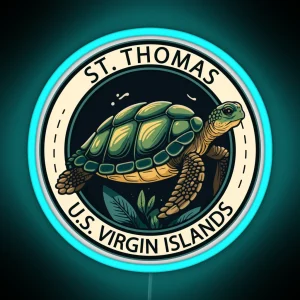 St Thomas U S Virgin Islands Turtle Badge RGB Neon Sign