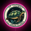 St Thomas US Virgin Islands neon sign featuring a turtle badge with pink accents