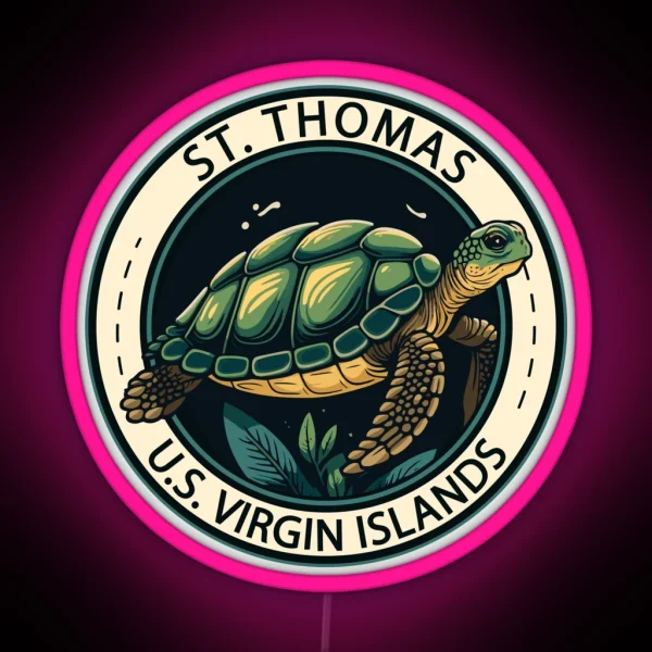St Thomas U S Virgin Islands Turtle Badge RGB Neon Sign