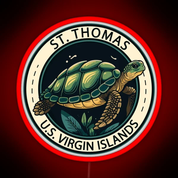 St Thomas U S Virgin Islands Turtle Badge RGB Neon Sign