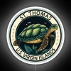 St. Thomas, US Virgin Islands, turtle badge on a neon sign.