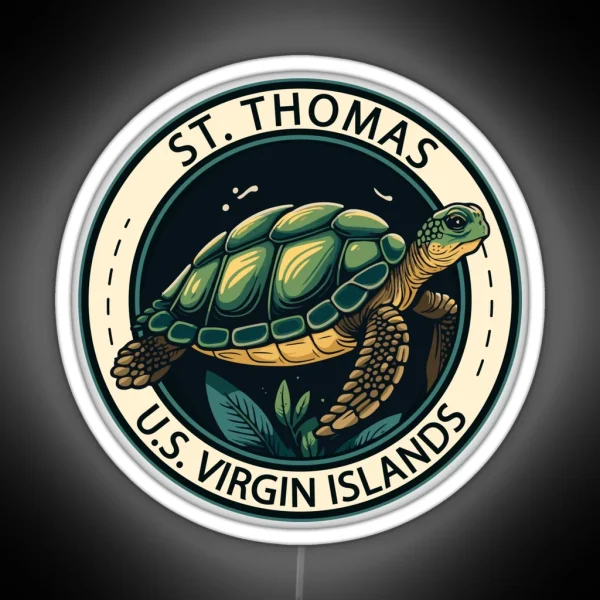 St Thomas U S Virgin Islands Turtle Badge RGB Neon Sign