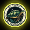 St Thomas, U.S. Virgin Islands neon sign featuring a turtle badge.