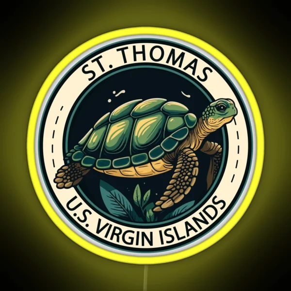 St Thomas U S Virgin Islands Turtle Badge RGB Neon Sign