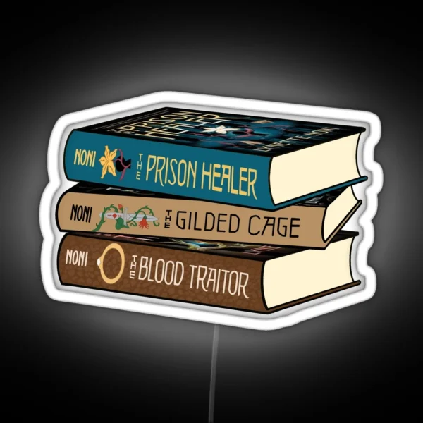 Stack Of Books The Prison Healer Trilogy RGB Neon Sign