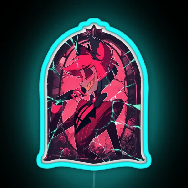 Stained Glass Alastor Cracked RGB Neon Sign