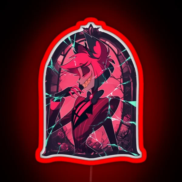 Stained Glass Alastor Cracked RGB Neon Sign