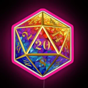 Stained Glass D20 RGB Neon Sign