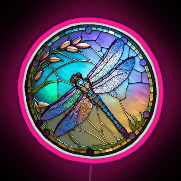 Stained Glass Dragonfly RGB Neon Sign