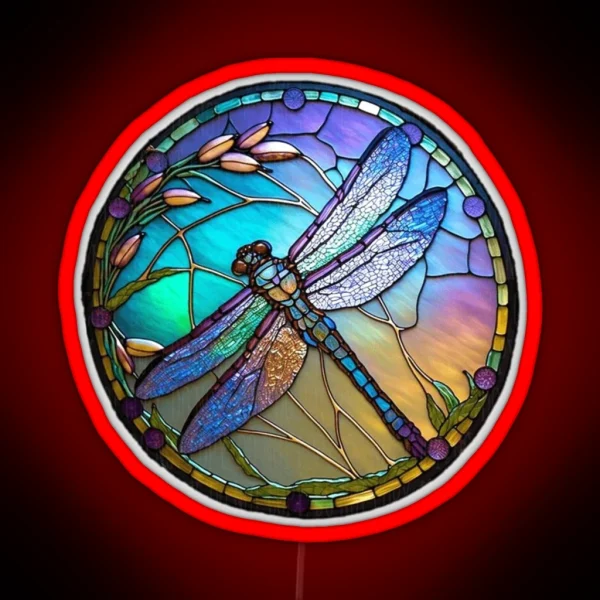 Stained Glass Dragonfly RGB Neon Sign