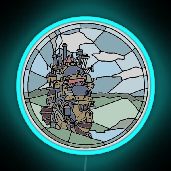 Stained Glass Howl S Moving Castle RGB Neon Sign