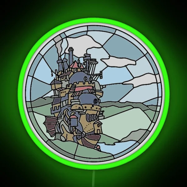 Stained Glass Howl S Moving Castle RGB Neon Sign