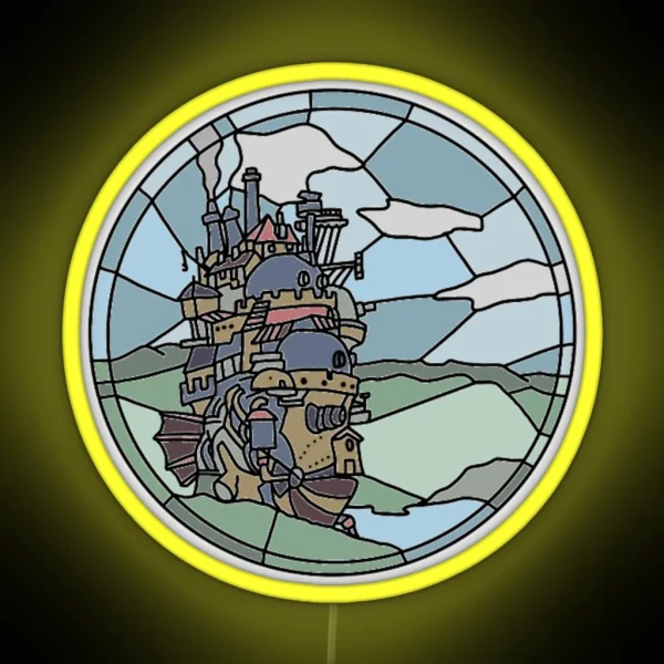 Stained Glass Howl S Moving Castle RGB Neon Sign