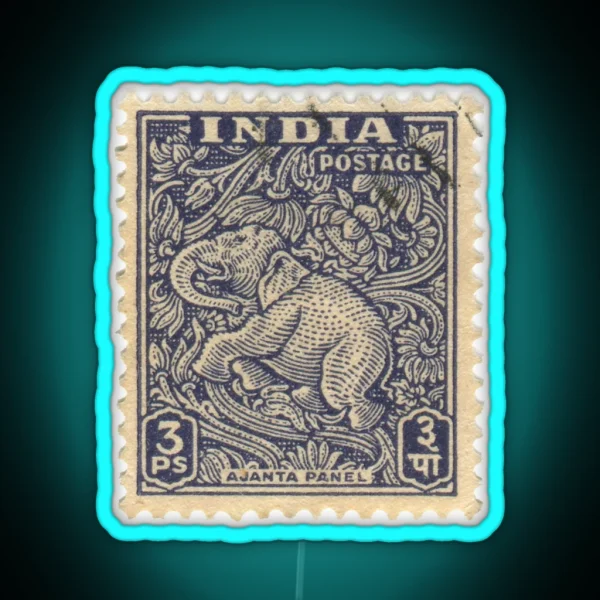 Stamp India Elephant 3ps RGB Neon Sign